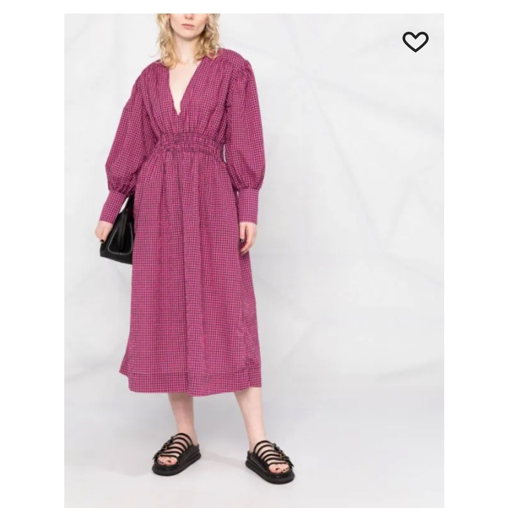 Check-pattern long-sleeve dress GANNI DRESS SIZE 38